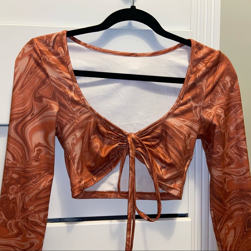 orange shein crop top